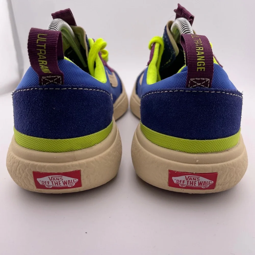Vans Ultrarange Exo SE Shoes Blue Neon Yellow Purple Tan Suede‎ Men 6.5 Women 8